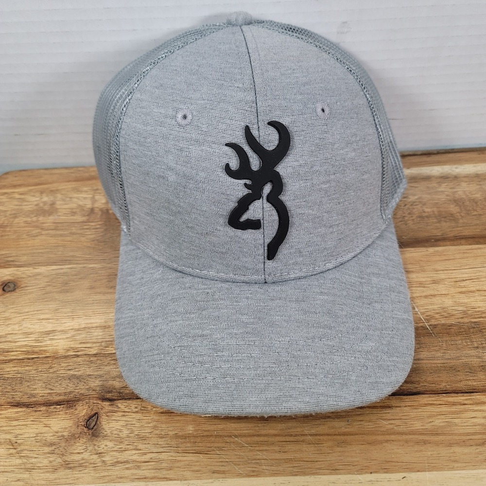 Browning Mesh Trucker Snapback Hat Cap Polyester Blend Deer Men Women Gray Black